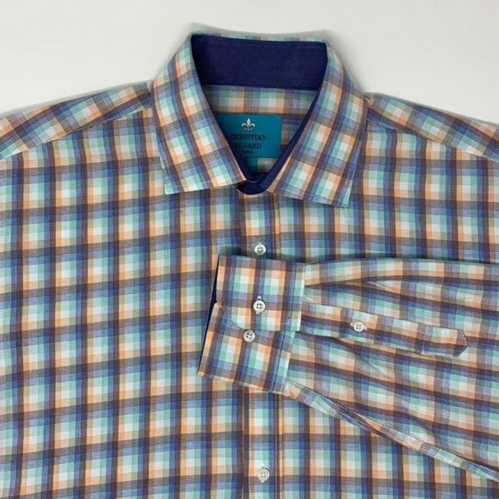 Christian Aujard Multi Color Plaid‎ Men's Long Sleeve Shirt Size Large